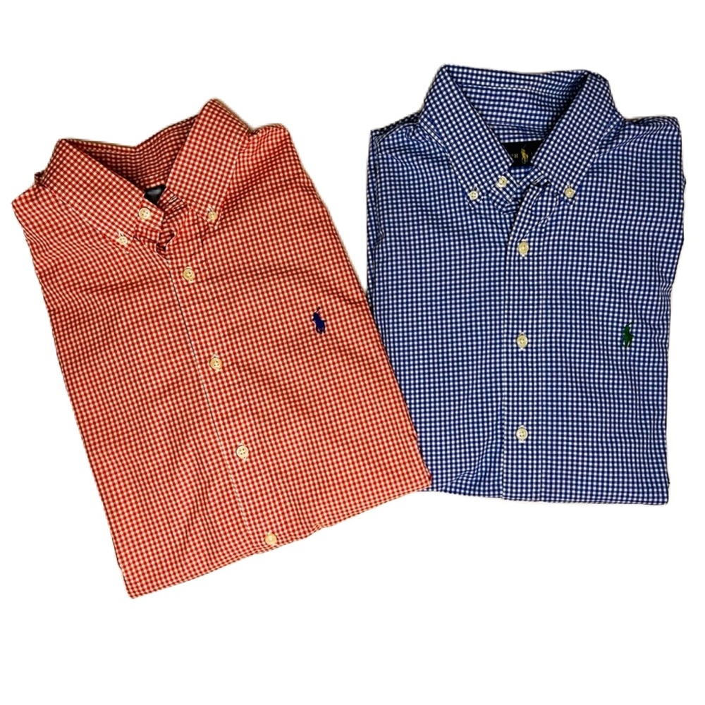 Ralph Lauren Gingham Long Sleeve Button Downs (Bundle of 2)